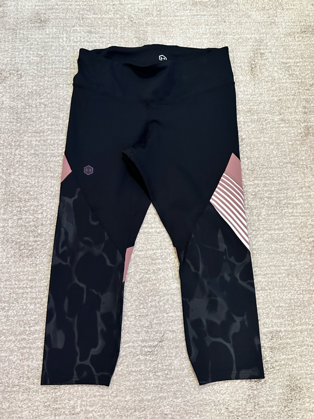 Under Armour Black Capri Leggings with Pink Accent Panels